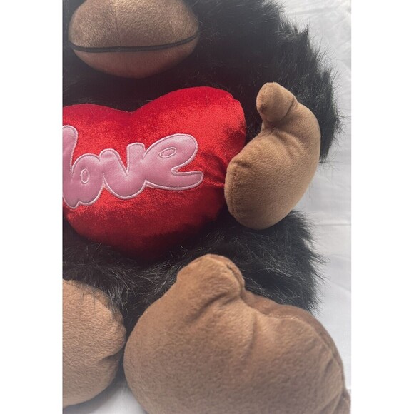 Vintage Hugfun Jumbo Black Gorilla Red Love Heart Plush Stuffed Animal 25” RARE - Picture 7 of 13